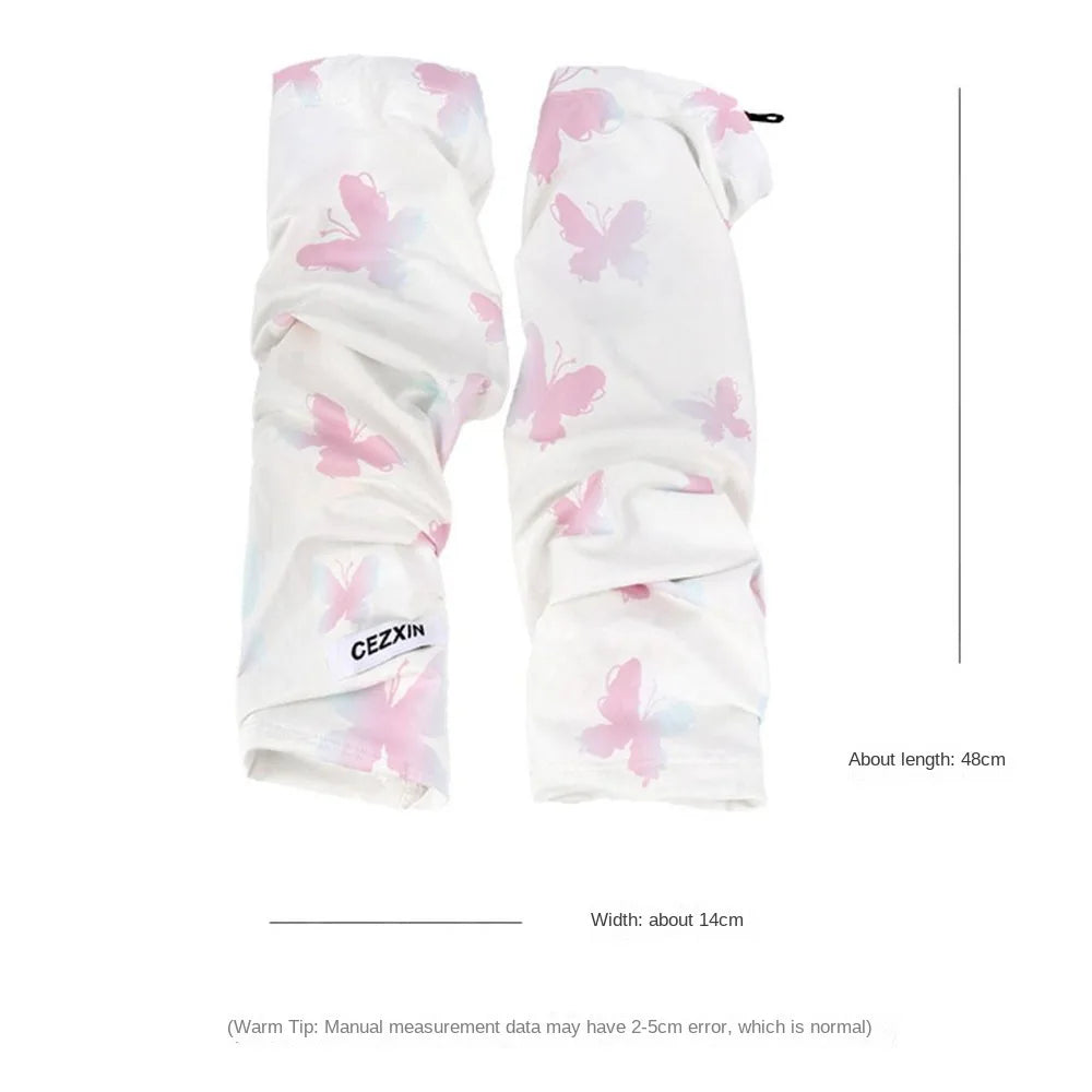 UPF 50+ Butterfly Ice Silk Arm Sleeves – UV Sun Protection