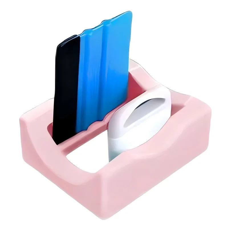 Tumbler Holder For Crafts Decals Tumbler Stand Curvature Supports Cup Holder With Builts-In Slot Mug Glass Silicone Cup Cradle Peaceful Pleasures Health and Wellness pink-With scraper