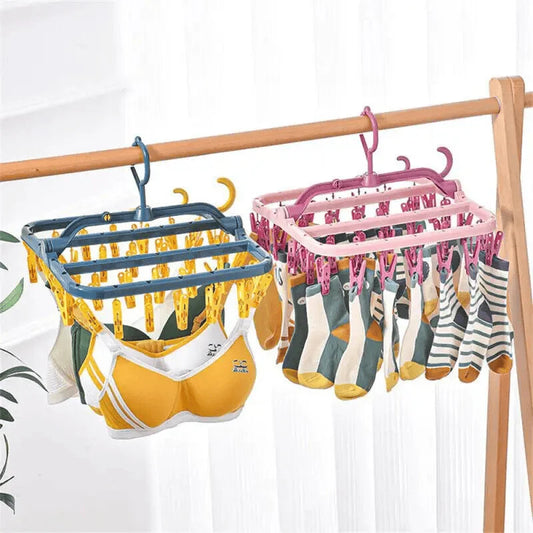 32-Clip Foldable Clothes Drying Rack | Windproof Laundry Hanger Clothes Drying Rack Oasis Select
