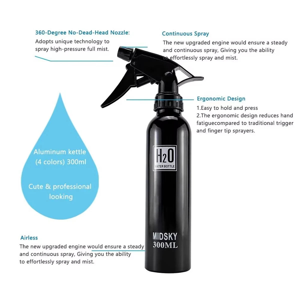 300ml/500ml Barber Hairdressing Spray Bottle Adjustable Nozzle High Pressure Sprayer Pro Salon Home Empty Spray Bottle Tools Peaceful Pleasures Health and Wellness