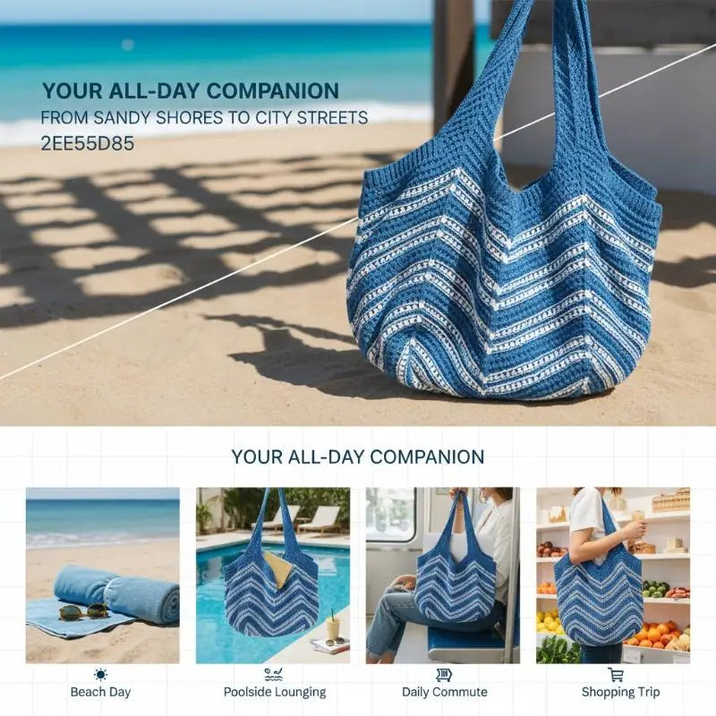 Women's Knitted Tote Bag – Beach, Casual & Commute Shopper