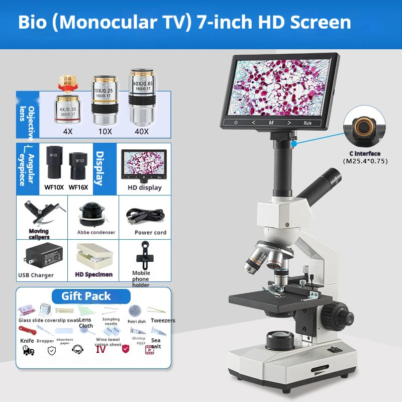 Three Eye Biological Microscope, Professional Level Optical and Electronic Laboratory, Specialized for Aquaculture Peaceful Pleasures Health and Wellness 1