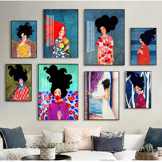 Nordic Characters Colorful Canvas Wall Art Print | Unframed Poster Canvas Wall Art Print Peaceful Pleasures Health and Wellness