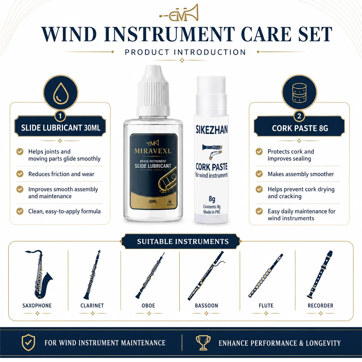 Cork Grease & Care Kit for Brass & Woodwind Instruments