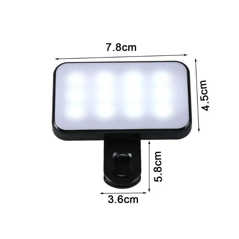 Mini LED Selfie Fill Light | 3-Mode Clip-On Ring Light Clip-On Selfie Light Peaceful Pleasures Health and Wellness