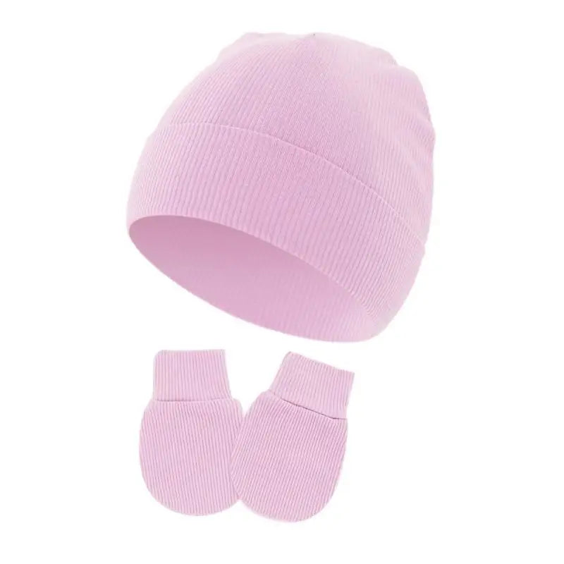 Newborn Baby Bonnet Hat & Anti-Scratch Gloves Set | 0–3 Month