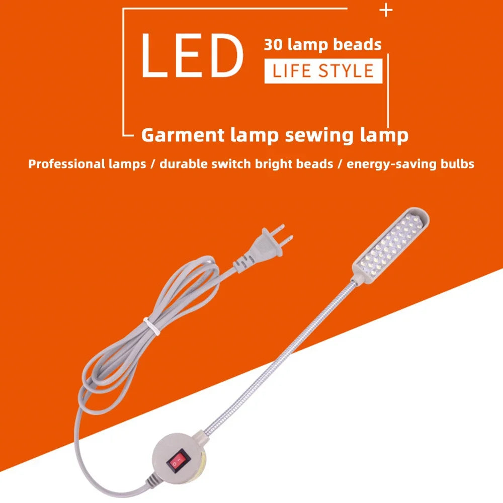 30 LED Sewing Machine Light – 360° Gooseneck Dimmable Work Lamp