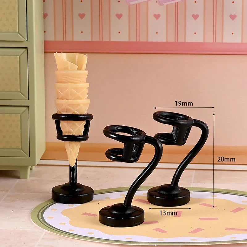 Dollhouse Miniature Ice Cream Stand & Cone Holder 1:12 Scale