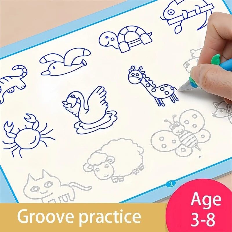 Magic Writing&drawing Practice Book Kids 3D Tracing Workbook Stencil