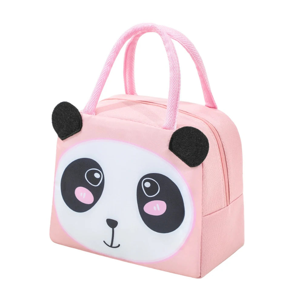 3D Three-Dimensional Bento Bag Cute Cartoon Bento Bag Lunch Bag Handbag Storage Insulation Bag Canvas Lunch Box Bag Ice Pack Peaceful Pleasures Health and Wellness Light Pink Panda