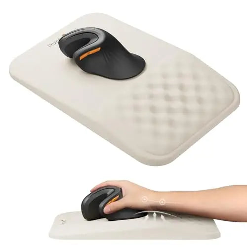 Ergonomic mouse pad with wrist rest, mouse pad with massage design, soft memory foam and non-slip PU base for pain relief. Suita Peaceful Pleasures Health and Wellness WHITE M