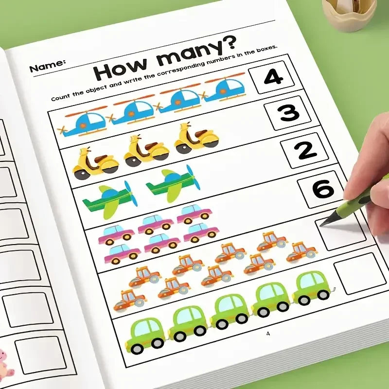 64-Page Math Workbook Kindergarten Number Practice Book Tracing