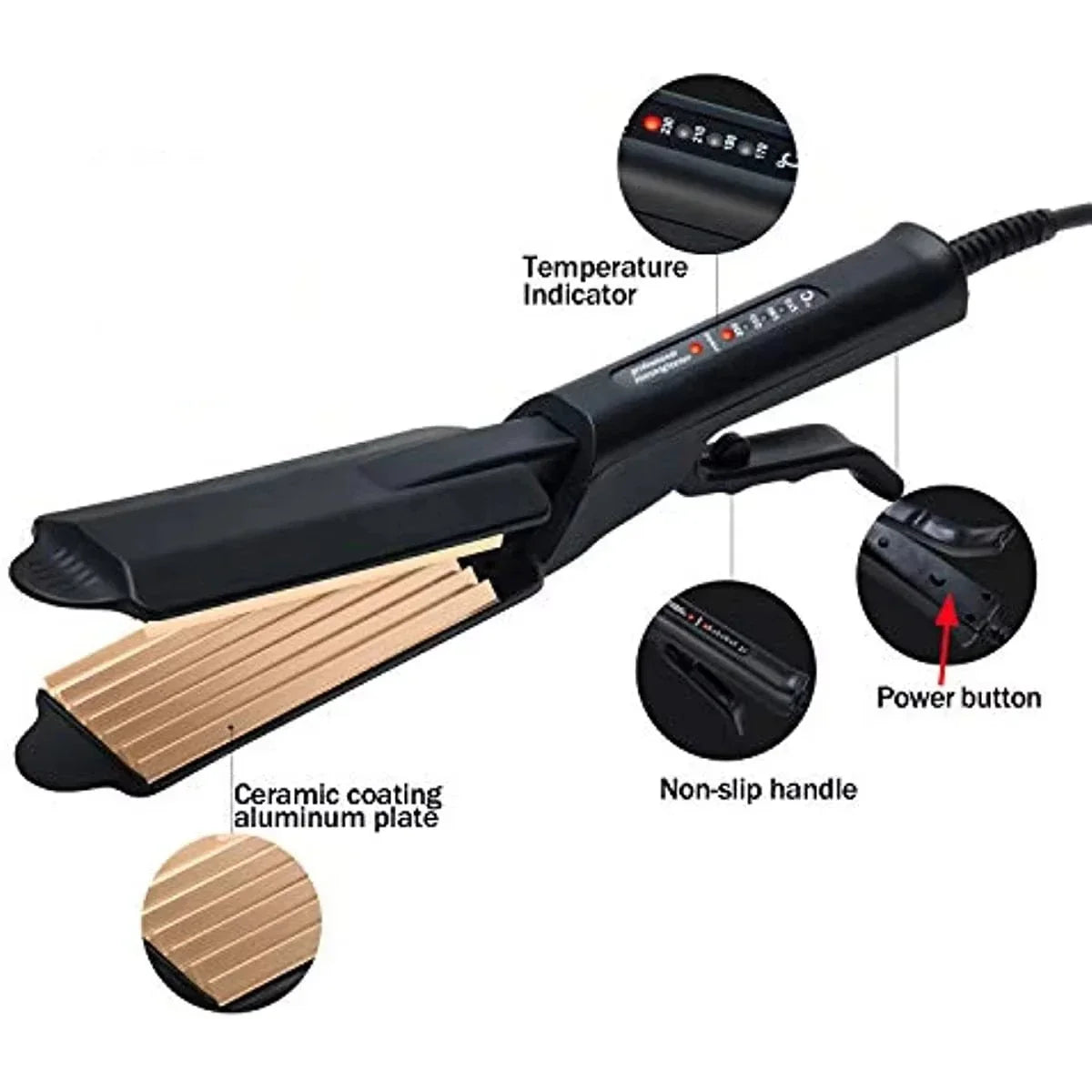 Professional Hair Curler Curling Iron Wand Electric Corrugation Plate Clip Ceramic Corrugated Wave Corn Irons Wave Curler Iron Peaceful Pleasures Health and Wellness