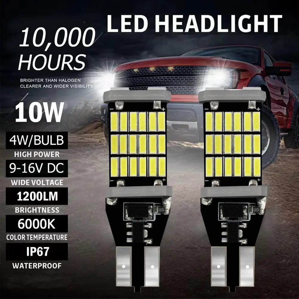 T15 921 912 LED Reverse Backup Lights 1200LM 6000K White – 2Pcs