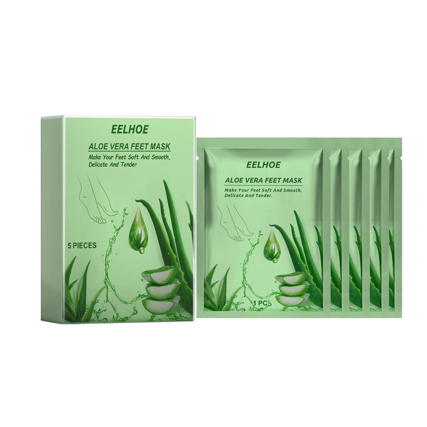 Aloe Vera Foot Mask – Moisturizing & Exfoliating (5 Pack) Peaceful Pleasures Health and Wellness 5Pcs