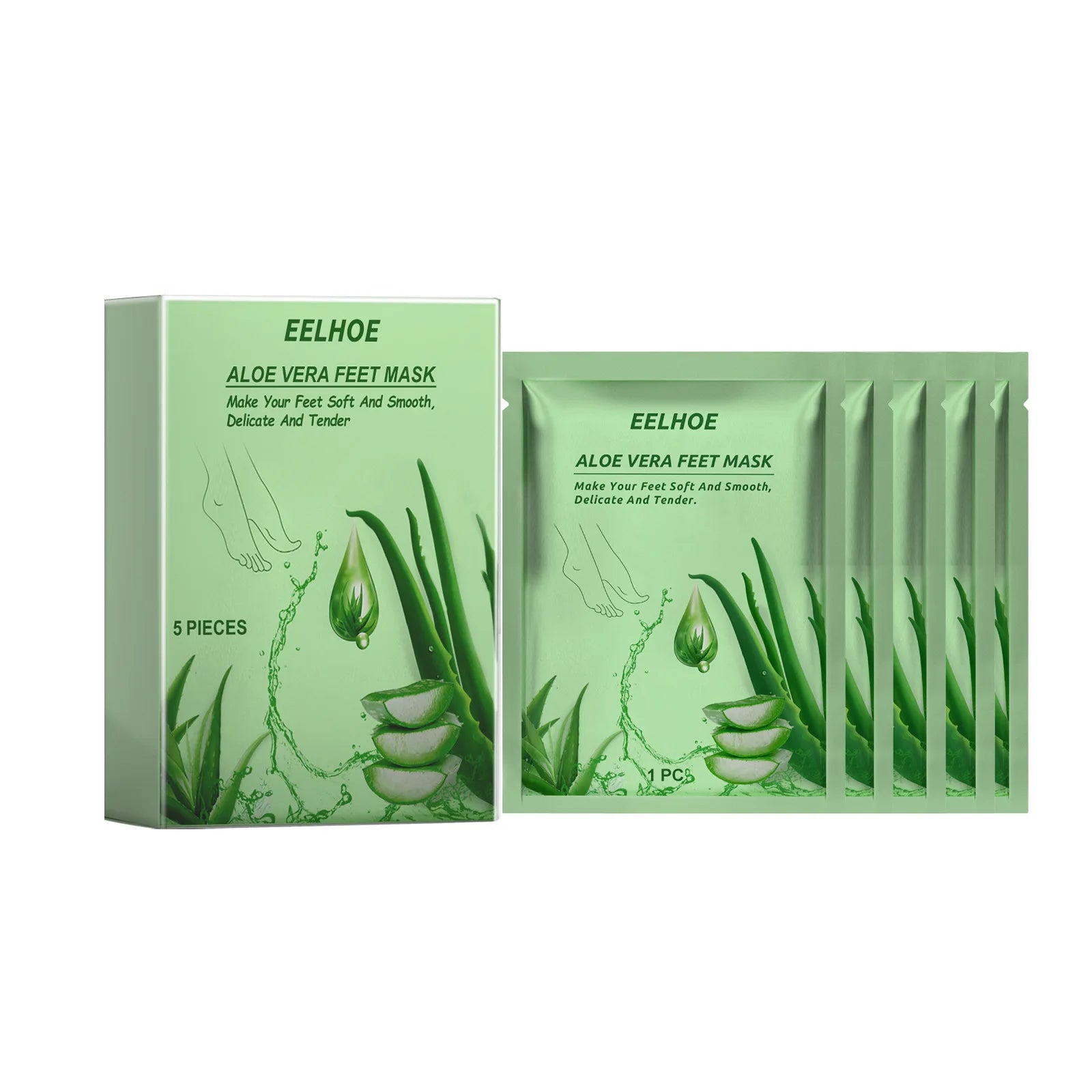 Aloe Vera Foot Mask – Moisturizing & Exfoliating (5 Pack) Peaceful Pleasures Health and Wellness 5Pcs