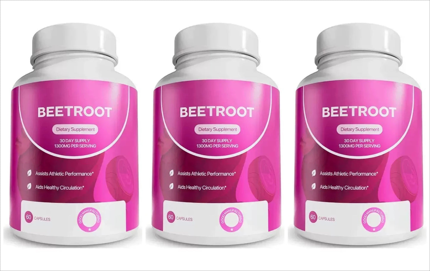 Beet Root Capsules 1300mg | Non-GMO Supplement 60 Caps