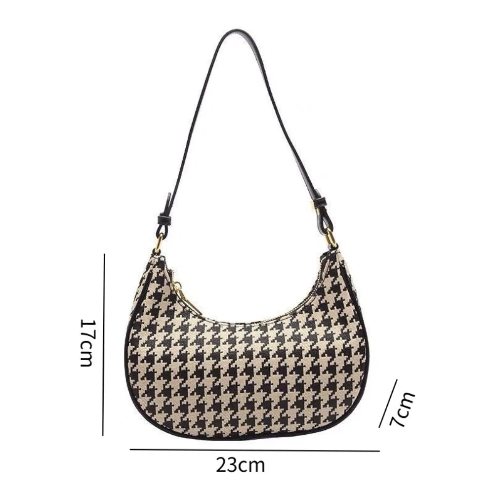 High-quality Fashion Women's Shoulder Bag Handbag with Large Capacity Houndstooth Trendy Design Casual and Versatile Waterproof Peaceful Pleasures Health and Wellness