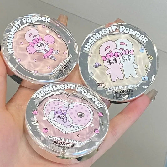 FLORTTE Bunny Highlight Powder & Blush | Natural Glow Makeup Highlighter Blush Powder Peaceful Pleasures Health and Wellness