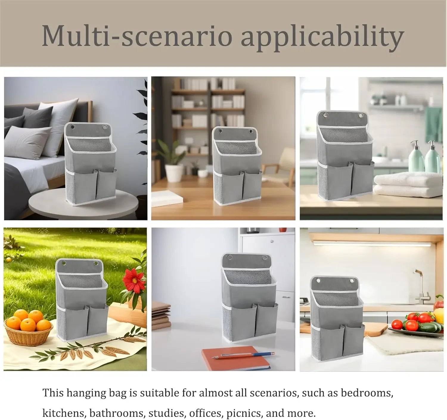Over Door Hanging Storage Organizer with Pockets – Grey Peaceful Pleasures Health and Wellness