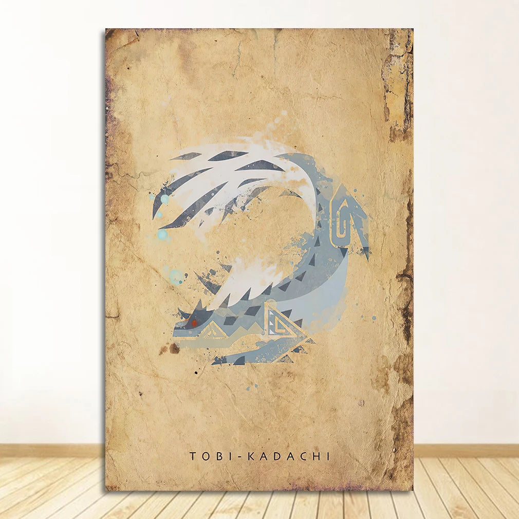 Monster Hunter Japanese Anime Canvas Wall Art Poster | Unframed