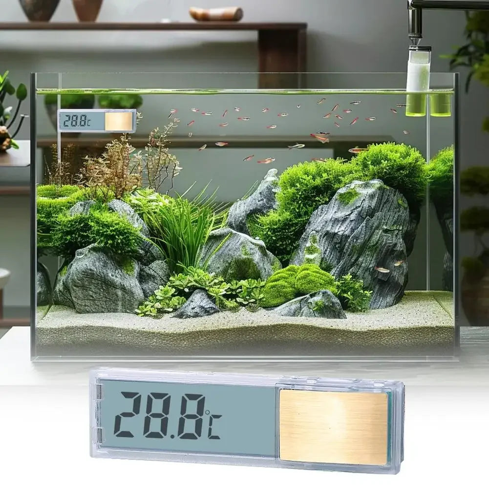 1pc Aquarium Thermometer 3D Digital LED Electronic Fish Tank Temperature Fish Turtle Temp Meter Aquarium Decoration Peaceful Pleasures Health and Wellness