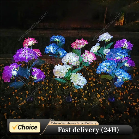 Solar Fairy Hydrangea Lights 10H Lighting Time Garden Lights Outdoor for Garden Pathway Patio Backyard Landscape Decor Peaceful Pleasures Health and Wellness