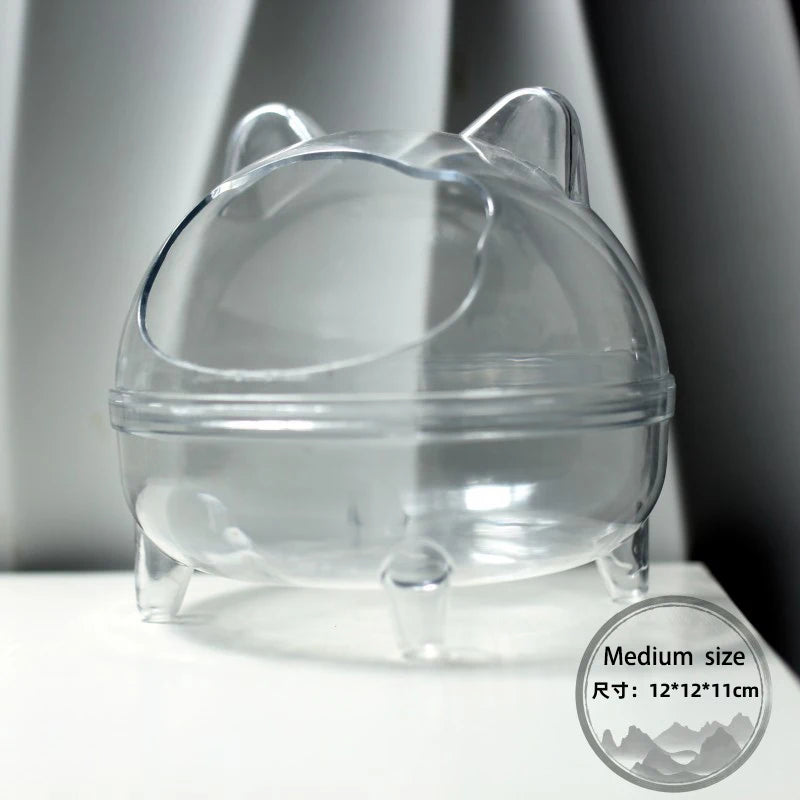 Transparent Hamster Sand Bath Cage | Splatter-Proof Shower Room
