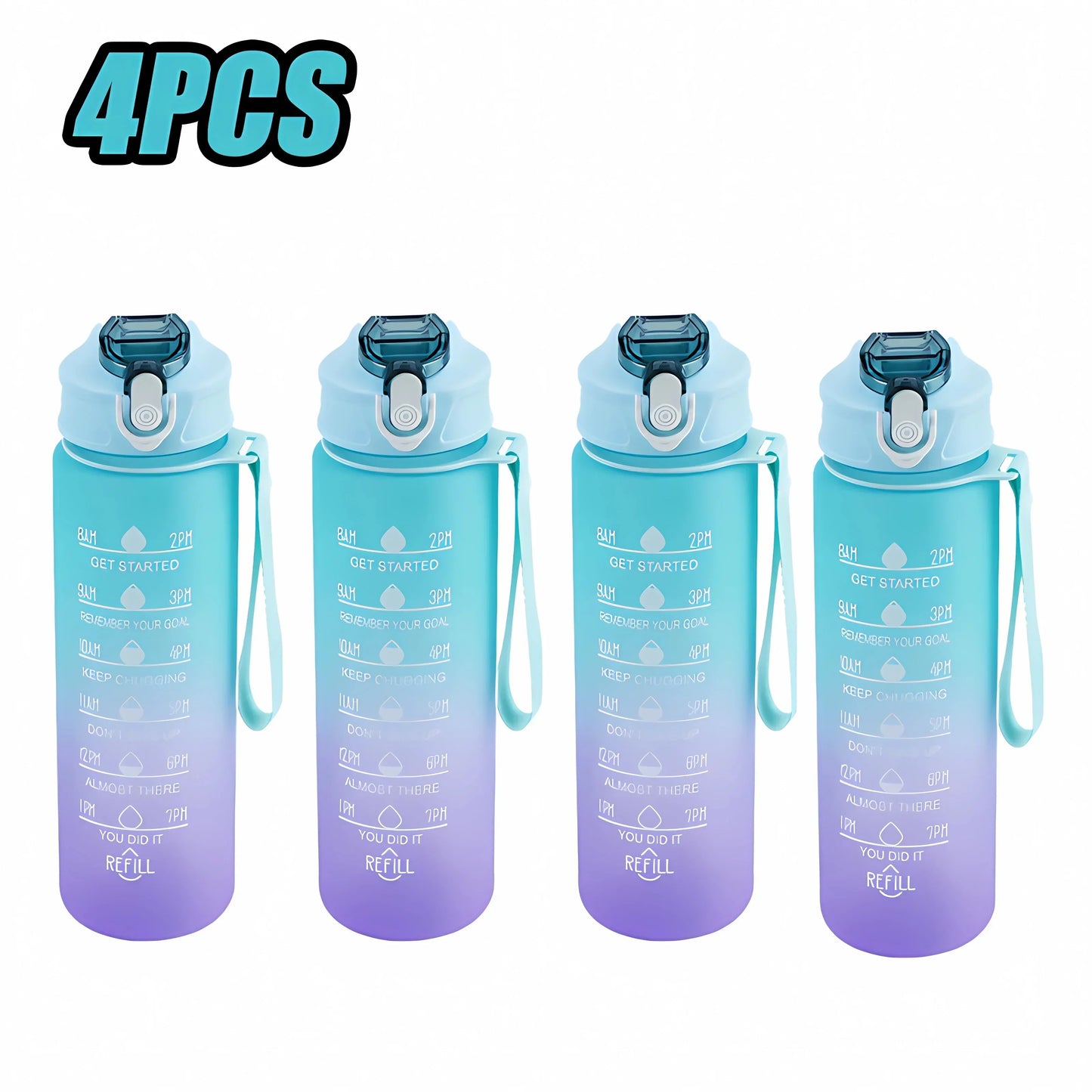 900ml BPA-Free Sports Water Bottle with Time Marker & Straw