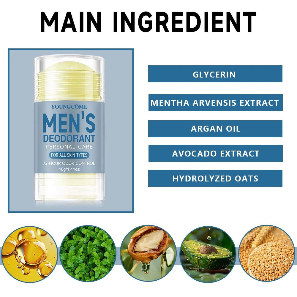 YOUNGCOME Men Deodorant StickRemove Armpit Odor Underarm Refresh Sticks Refresh Anti Sweating Keep Drying Lasting Fragrance Peaceful Pleasures Health and Wellness
