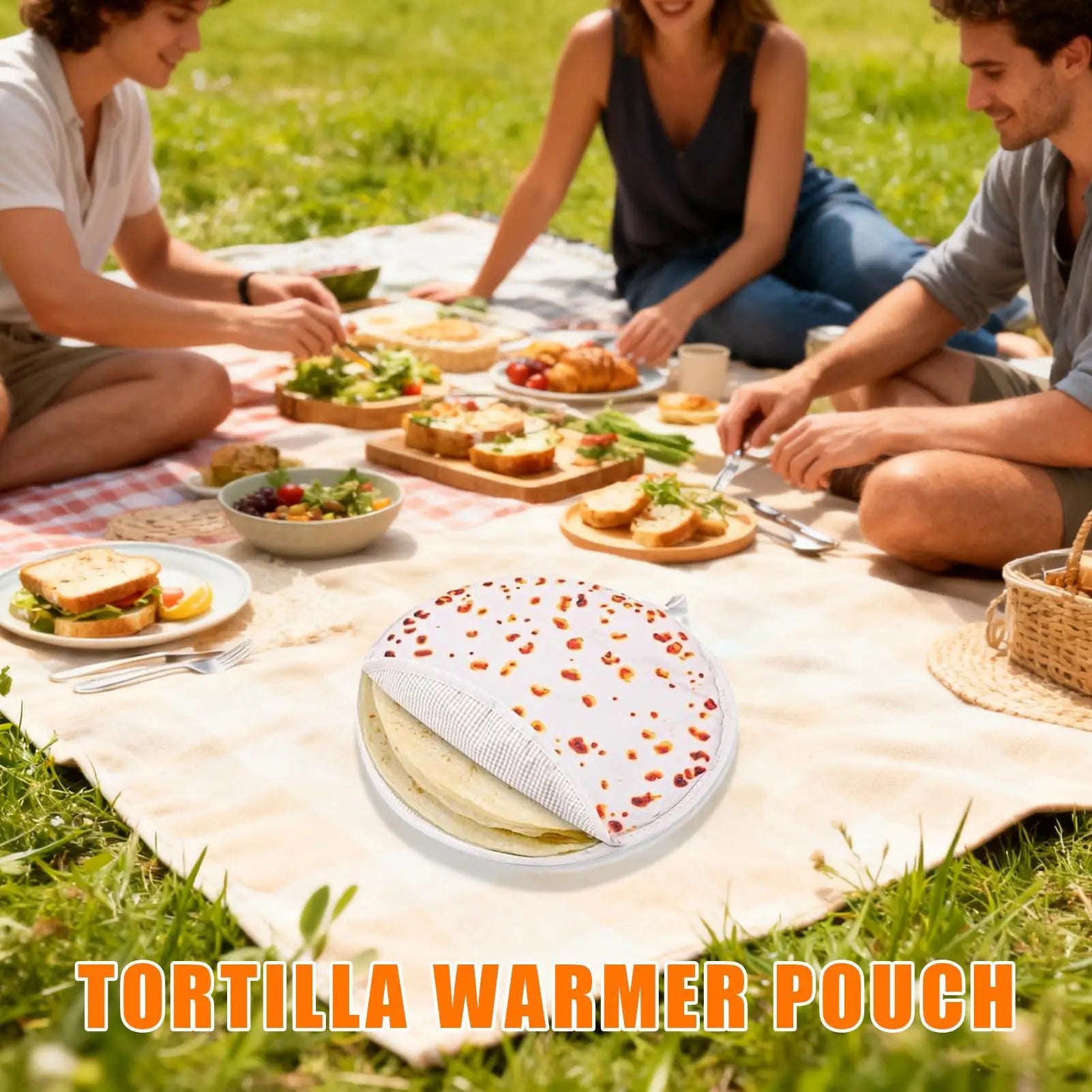 12Inch Microwaveable Tortilla Warmer 1PC Thermal Fabric Holder for Naan Bread, Pizza, Taco, Home Party & Family Meals Peaceful Pleasures Health and Wellness