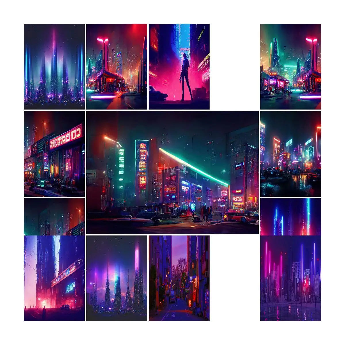 Cyberpunk Neon City Poster Fantasy Collection Wall Art for Passionate Decor Enthusiasts Peaceful Pleasures Health and Wellness