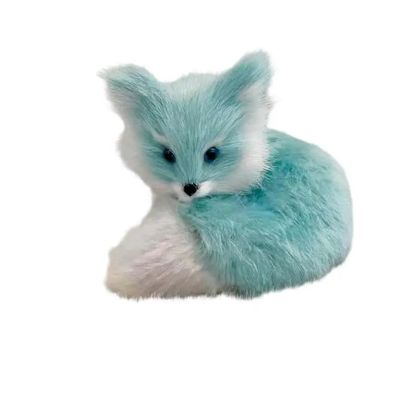 Mini Plush Fox Figurine Set – Lifelike Faux Fur Home Decor