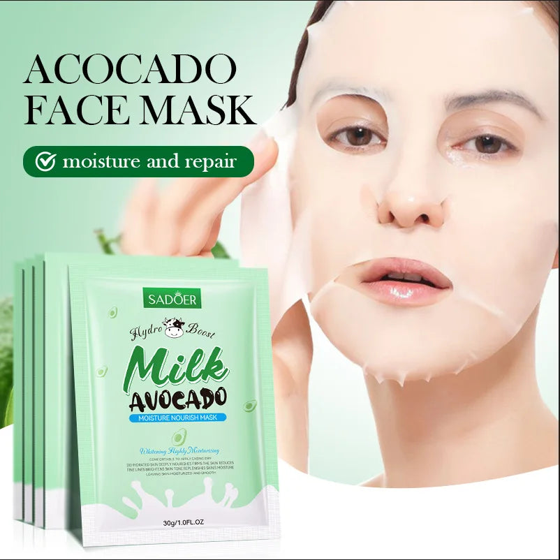 SADOER Vitamin C Avocado Face Sheet Masks – Moisturizing & Brightening