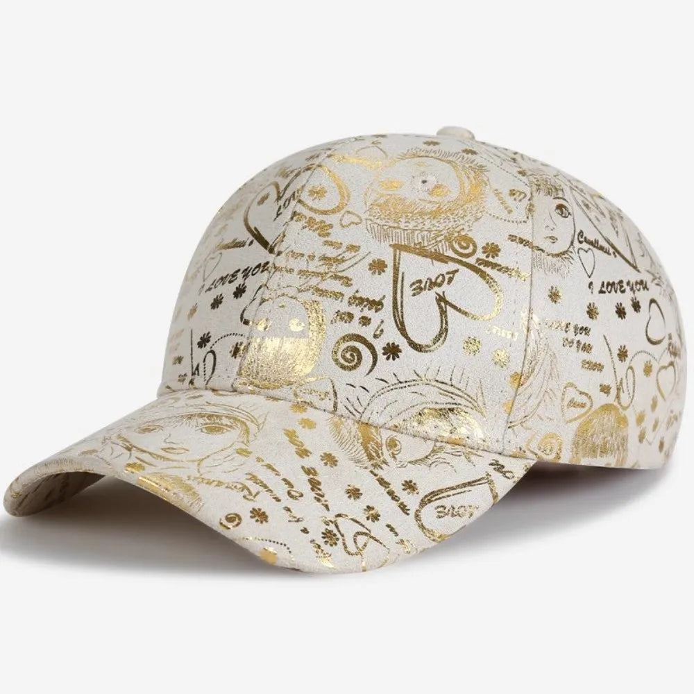 Golden Graffiti Baseball Cap – Unisex Adjustable Cotton Hat
