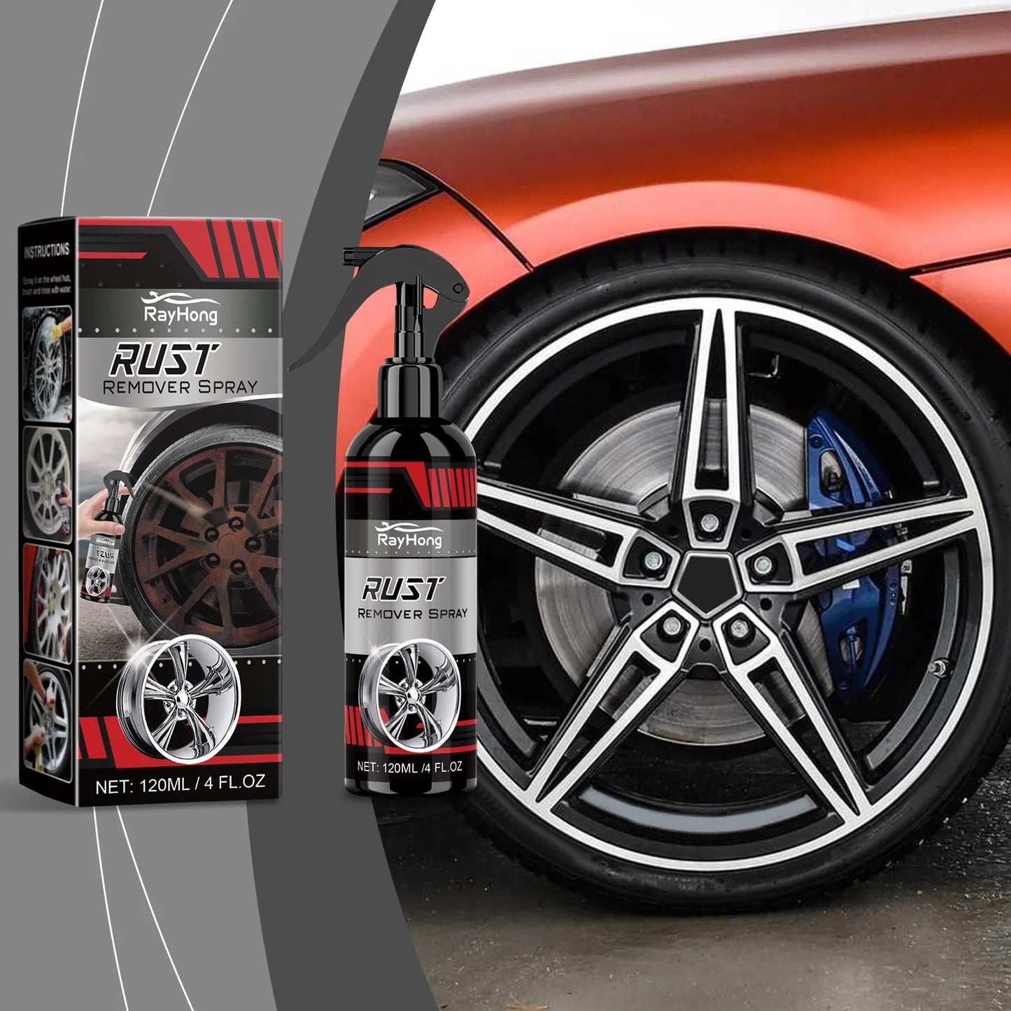RayHong Wheel Rust Remover & Rim Cleaner Spray 120ml