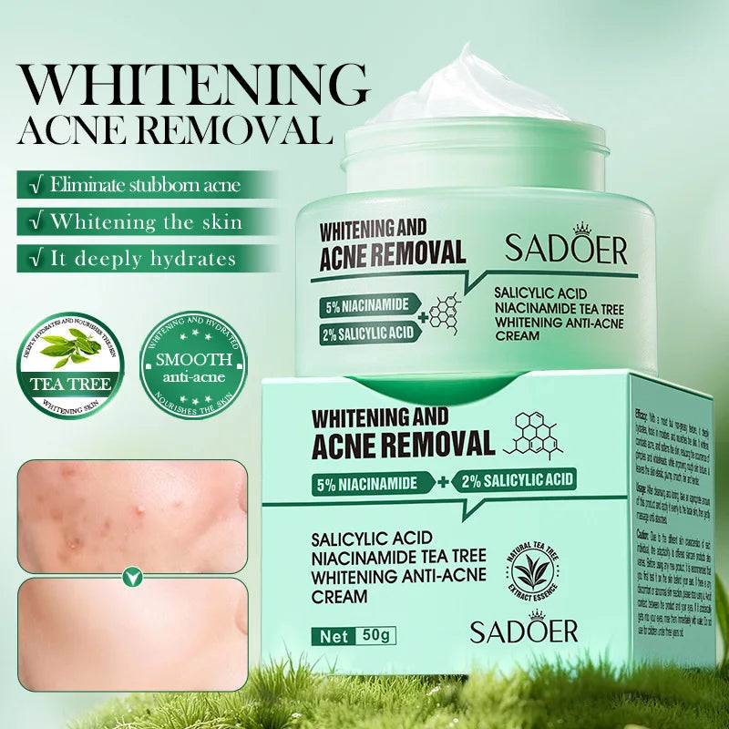 Salicylic Acid Nicotinamide Tea Tree Acne Repair Face Scar Cream Anti-Acne Deep Cleaning Pore Oil Control Moisturizing Skin Care Peaceful Pleasures Health and Wellness