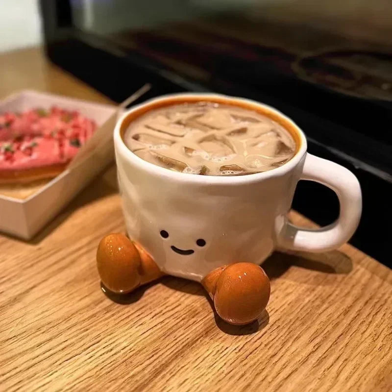 Christmas Ceramic Coffee Cup | Smiling Face Holiday Gift Mug