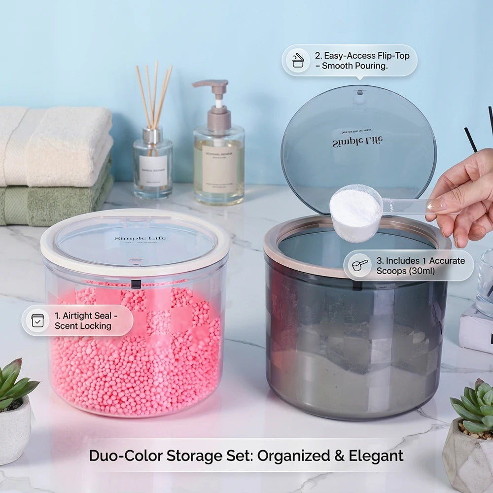 Acrylic Laundry Pod Container, Scent Booster & Dryer Sheet Holder with Lid – Laundry Room Organization Storage