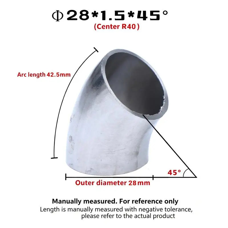 304 SS Sanitary 45° Butt Weld Elbow | Food Grade 16–80mm OD