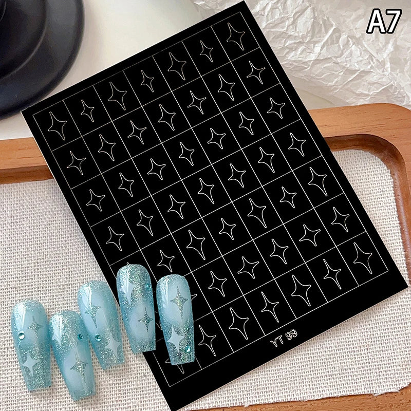 Airbrush Stencil For Nails Heart Bow Stars Pattern Hollow Nail Sticker Templates For French Manicure Tips Nail Design Peaceful Pleasures Health and Wellness A7