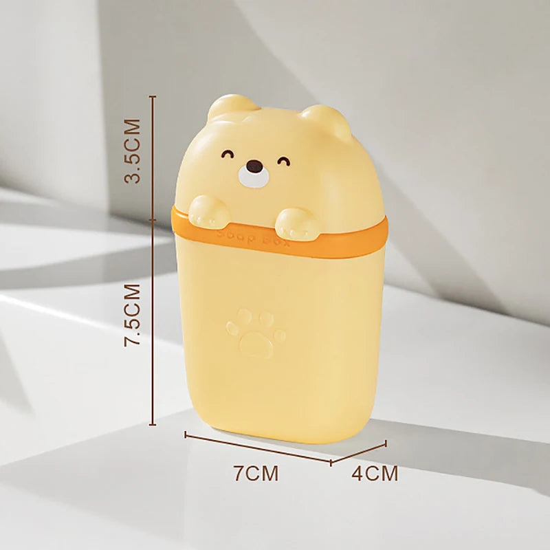 Cartoon Bear Portable Soap Dish | Waterproof Travel Soap Box