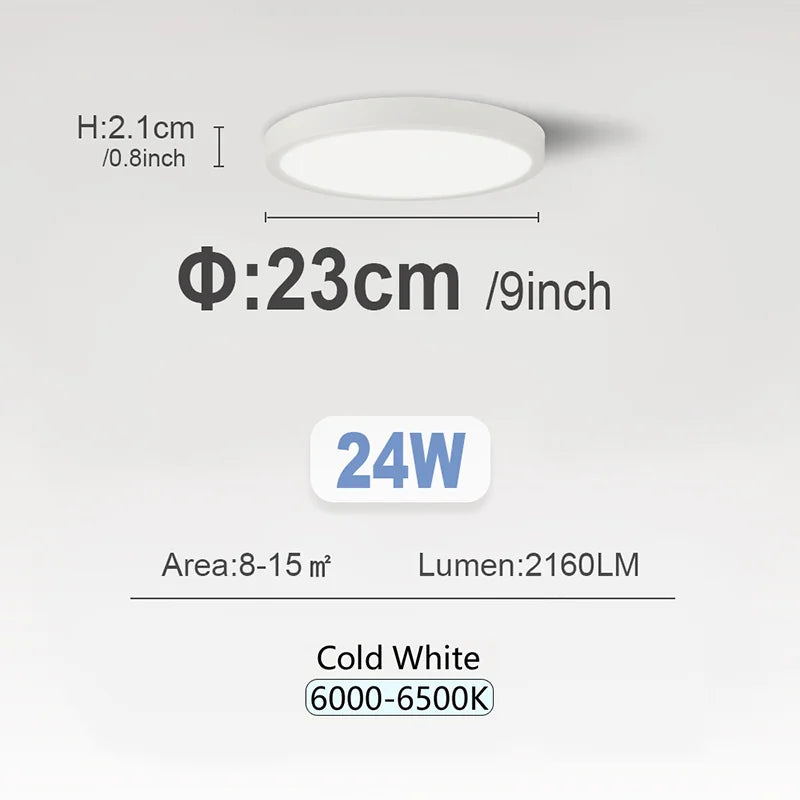 RUNTOIN 24W/28W Ultra-Thin Round LED Ceiling Light Panel