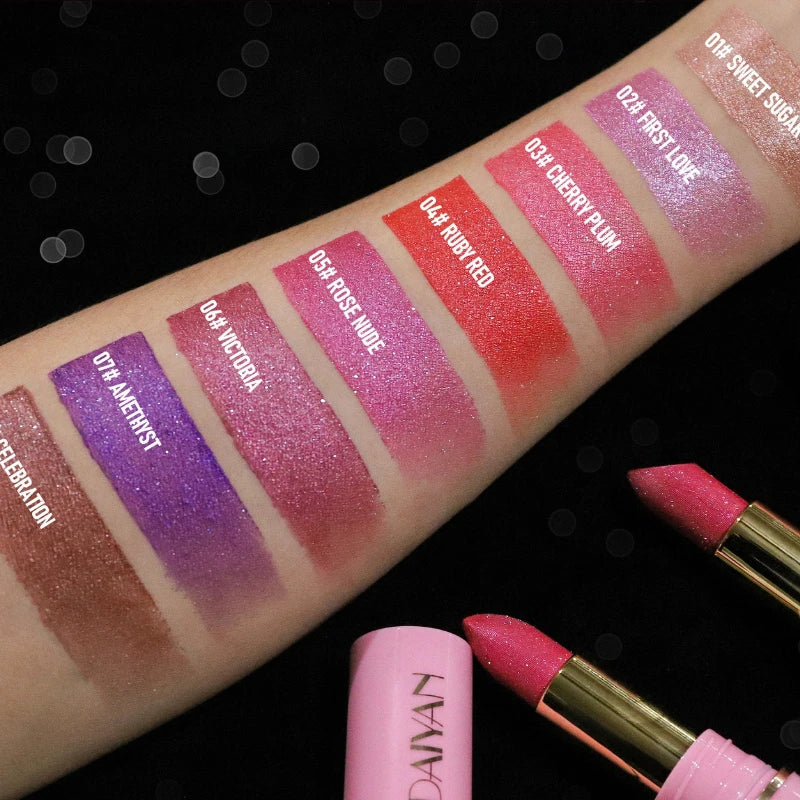Handaiyan Glitter Lipstick | Metallic Diamond Pearlescent Lip Gloss