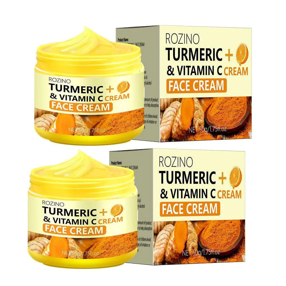 Turmeric VC Face Cream Firming Moisturizes Skin Leaving Skin Fresh Non Greasy Smooth Firm Soft Elastic Energetic Peaceful Pleasures Health and Wellness 2PCS