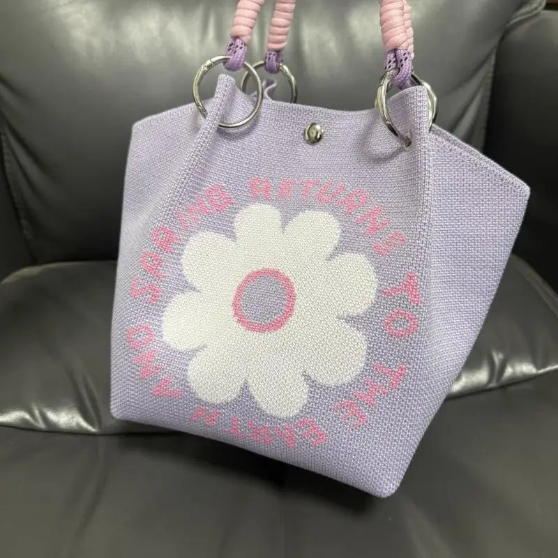 Cute Knitted Handbag with 3D Magnetic Snap | Women's Clutch