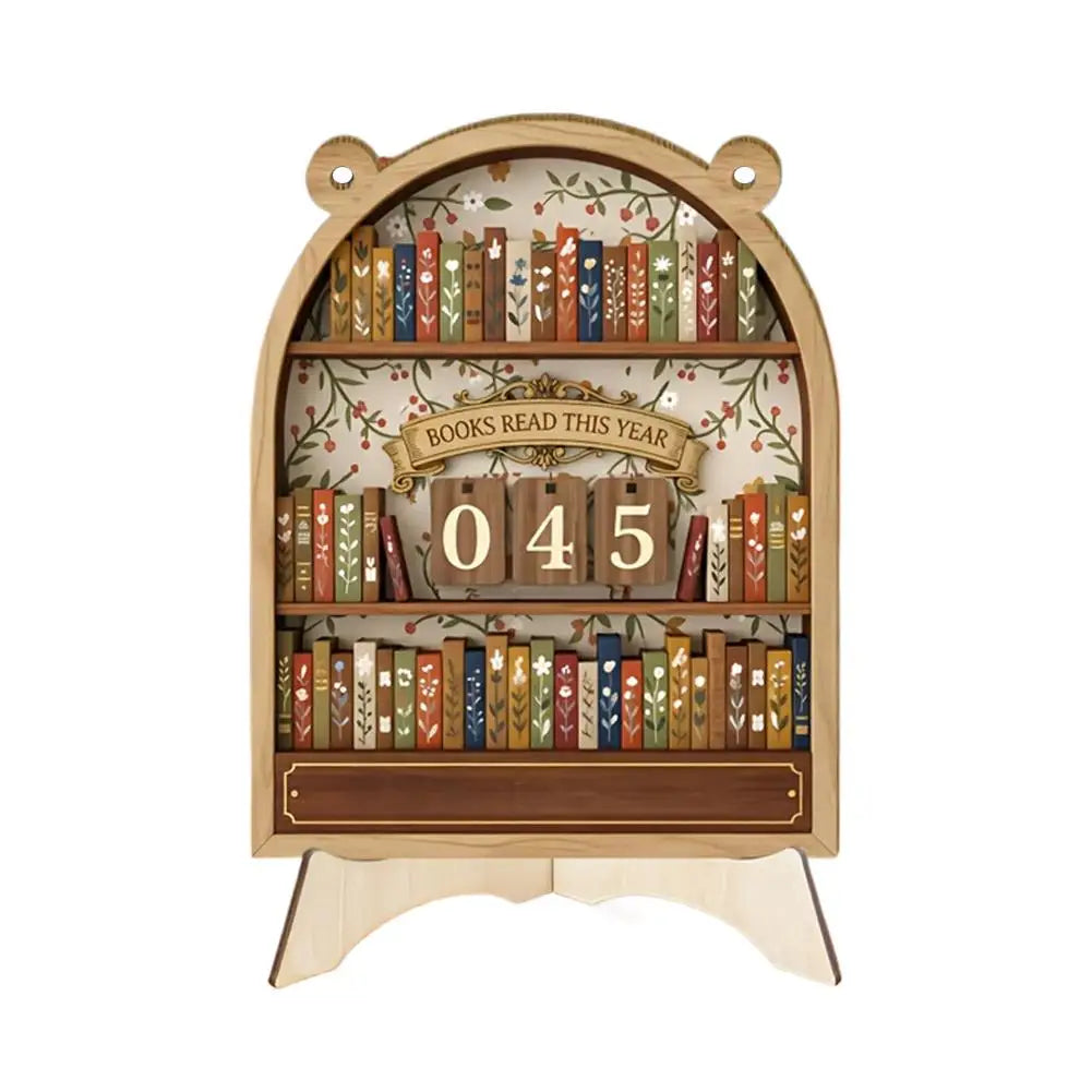 Retro Wooden Reading Tracker Counter – Up to 999 Books