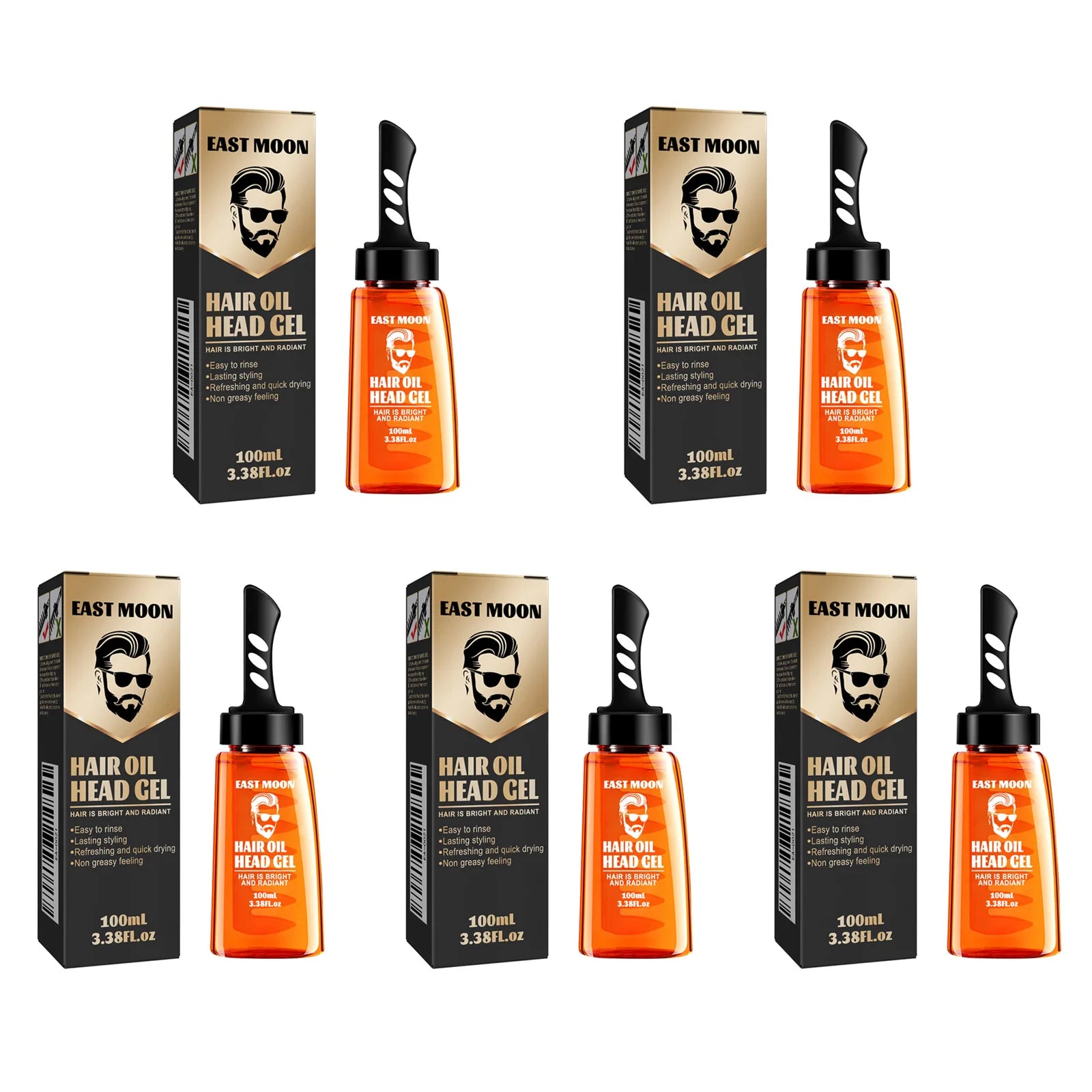 2-in-1 Men's Hair Styling Gel & Comb – Strong Hold & Shine Peaceful Pleasures Health and Wellness 5 x 100ml Boxed
