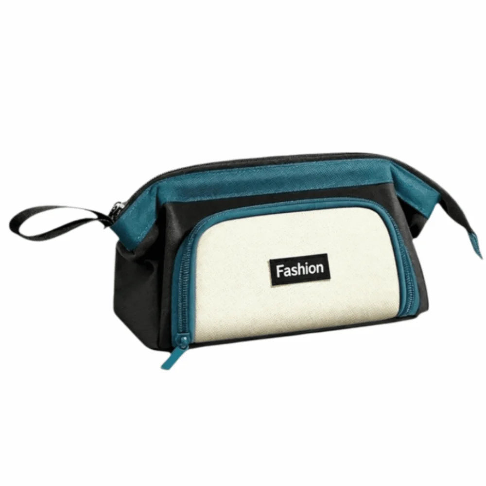 Creative Zippered Pencil Case Oxford Fabric Large Capacity Pencil Storage Bag with Handle Durable Multi-Compartment Pen Box Peaceful Pleasures Health and Wellness Green