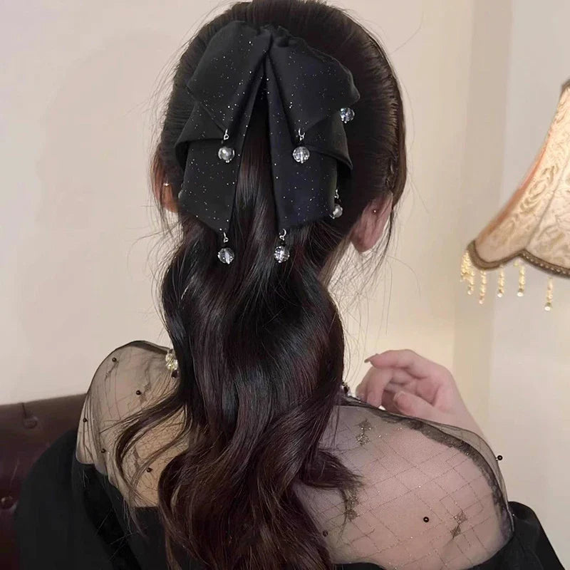 Rhinestone Bow Hair Claw Clip – Lace Shark Clip for Women